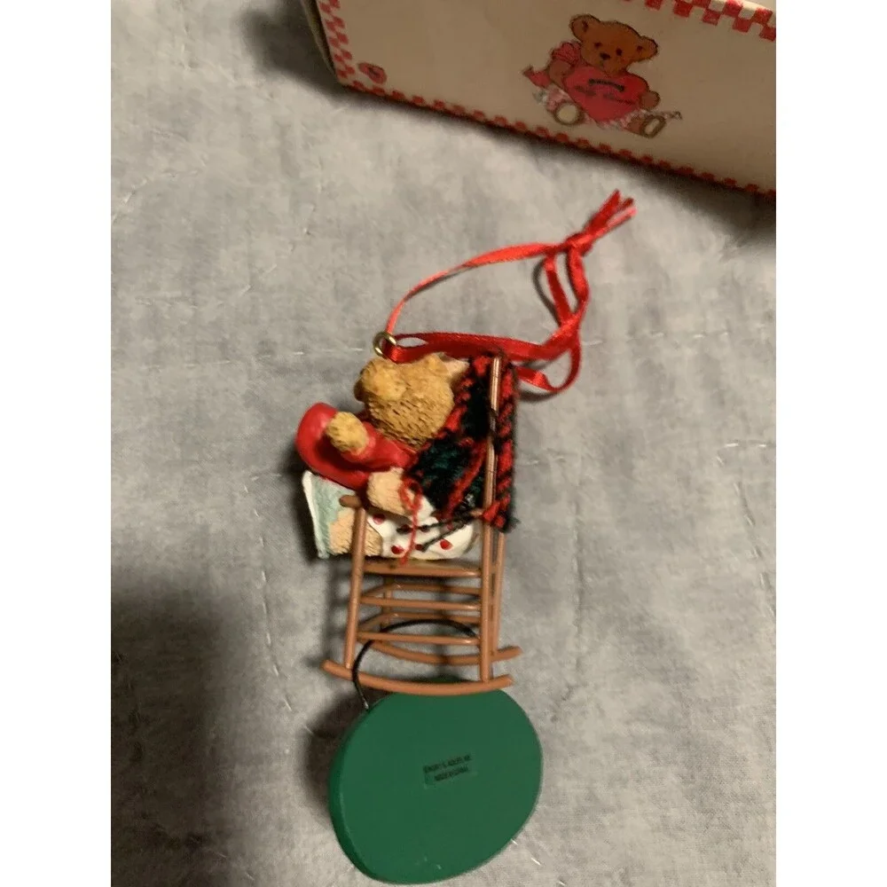 Vtg Ornament Merry Christmas Grandma & Grandpa Kurt S. Adler Rocking Chair Bear